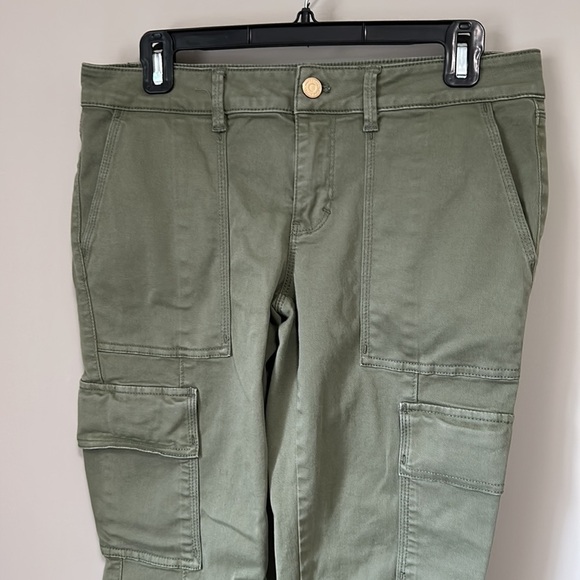 White House Black Market Cargo Skimmer Jeans Olive Green Sz 6 - Picture 6 of 14